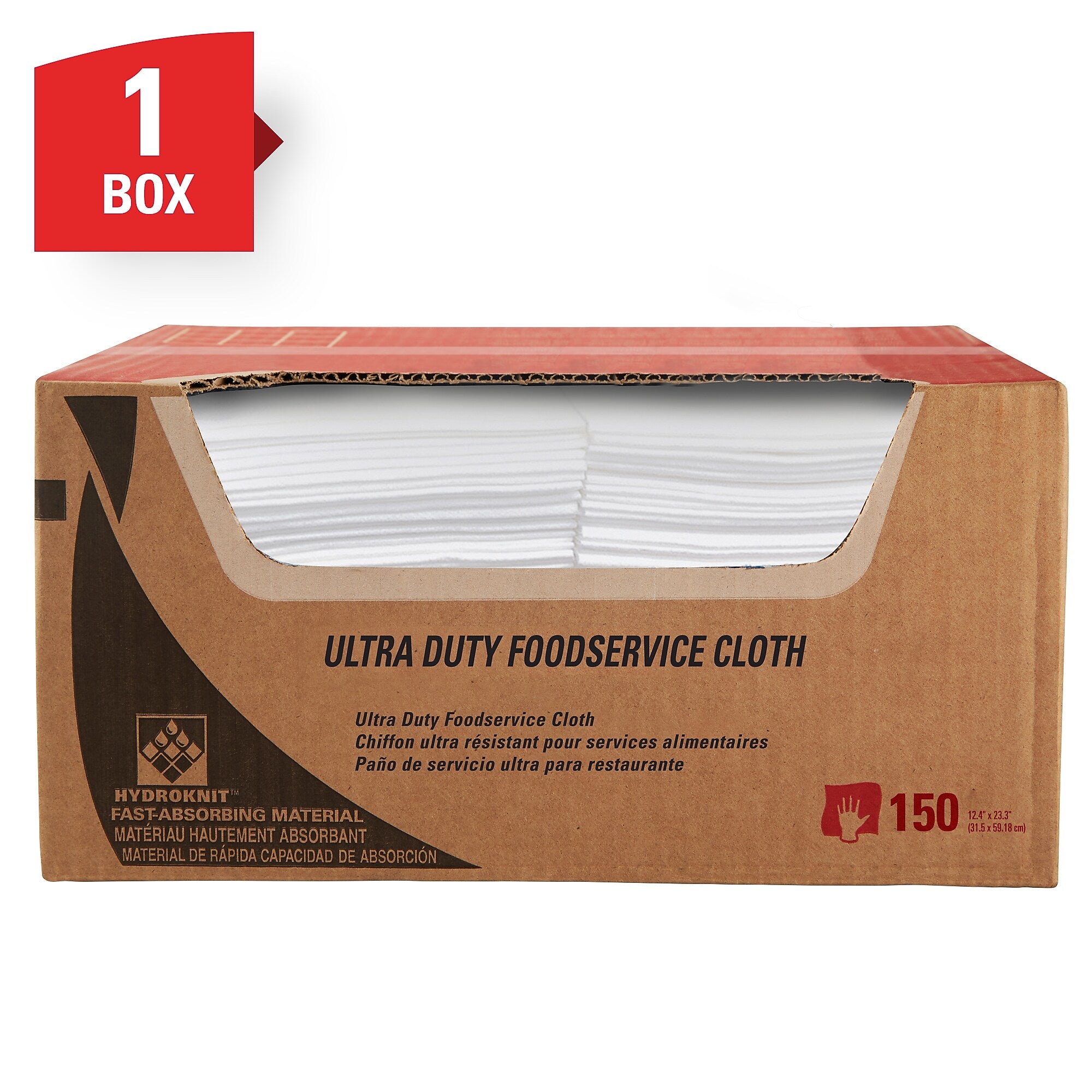 WypAll X80 Nylon Food Service Cloths, 23.4" x 12", White and Blue, 7.5 lbs., 150 Cloths/Pack (6280)