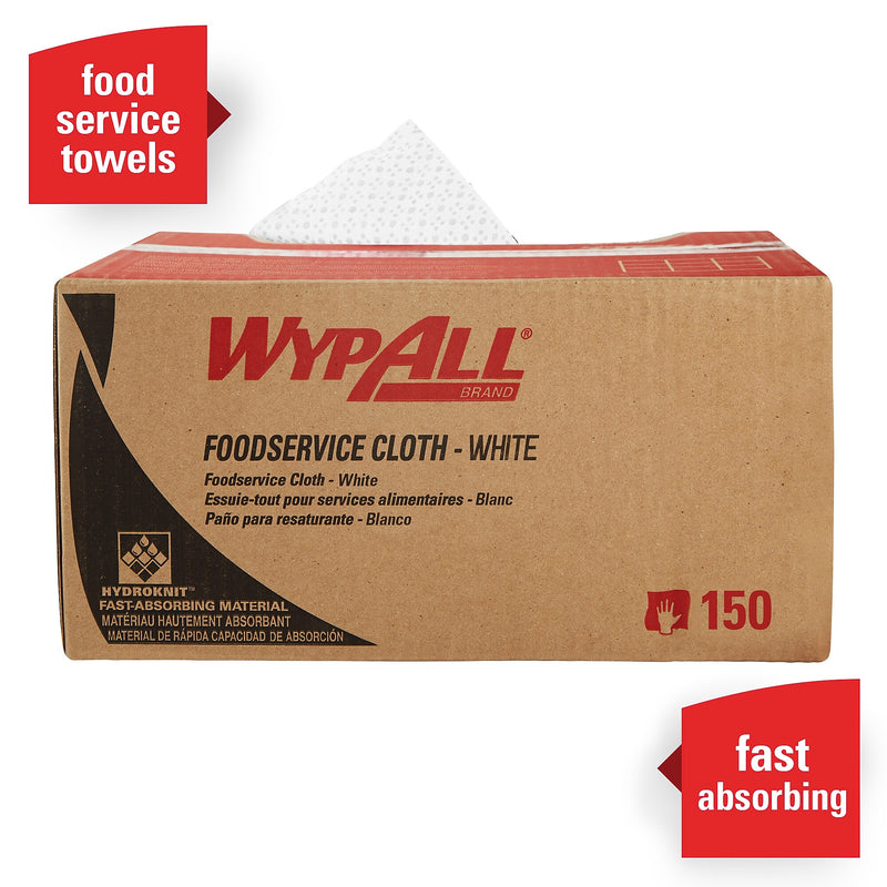 WypAll X80 Nylon Food Service Cloths, 23.4" x 12", White and Blue, 7.5 lbs., 150 Cloths/Pack (6280)