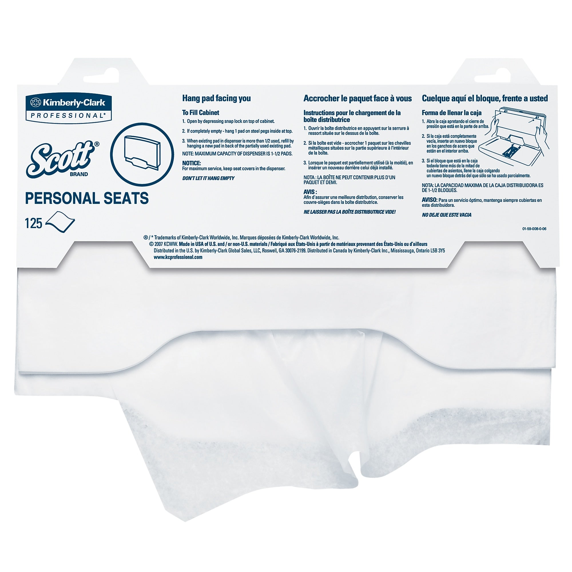 Scott Toilet Seat Covers, 15" x 18", 125 Covers/Pack, 24 Packs/Carton (7410)