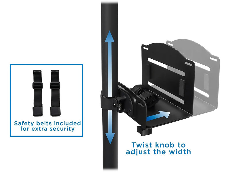 Mount-It! Metal Mobile A/V Cart with Swivel Wheels, Black (MI-7948)