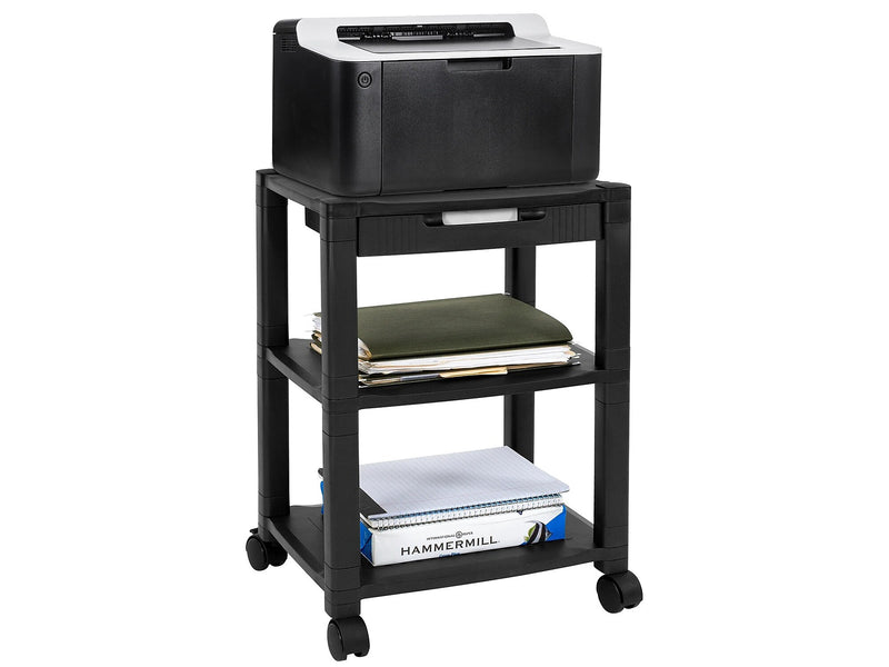 Mount-It! 3-Shelf Plastic/Poly Mobile Utility Cart with Lockable Wheels, Black (MI-7855A)