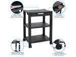 Mount-It! 3-Shelf Plastic/Poly Mobile Utility Cart with Lockable Wheels, Black (MI-7855A)