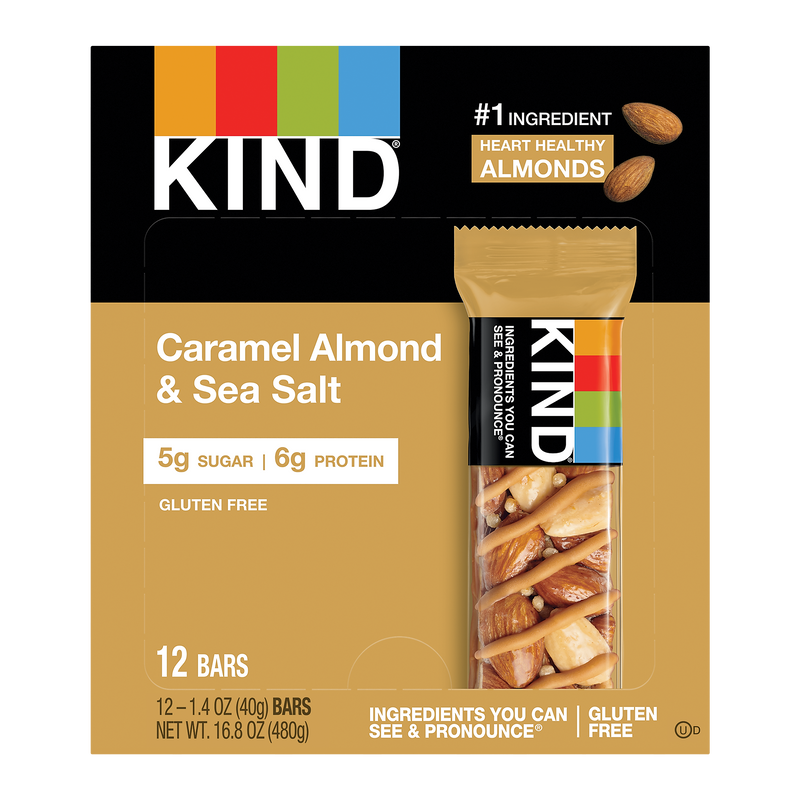 KIND Gluten Free Caramel Almond & Sea Salt Nut Bars, 1.4 oz, 12/Box (PHW18533)
