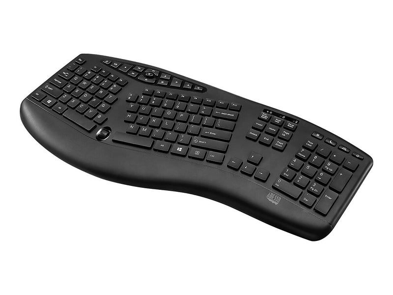 Adesso Tru-Form Media Wireless Ergonomic Keyboard and Optical Mouse Combo, Black (WKB-1600CB)