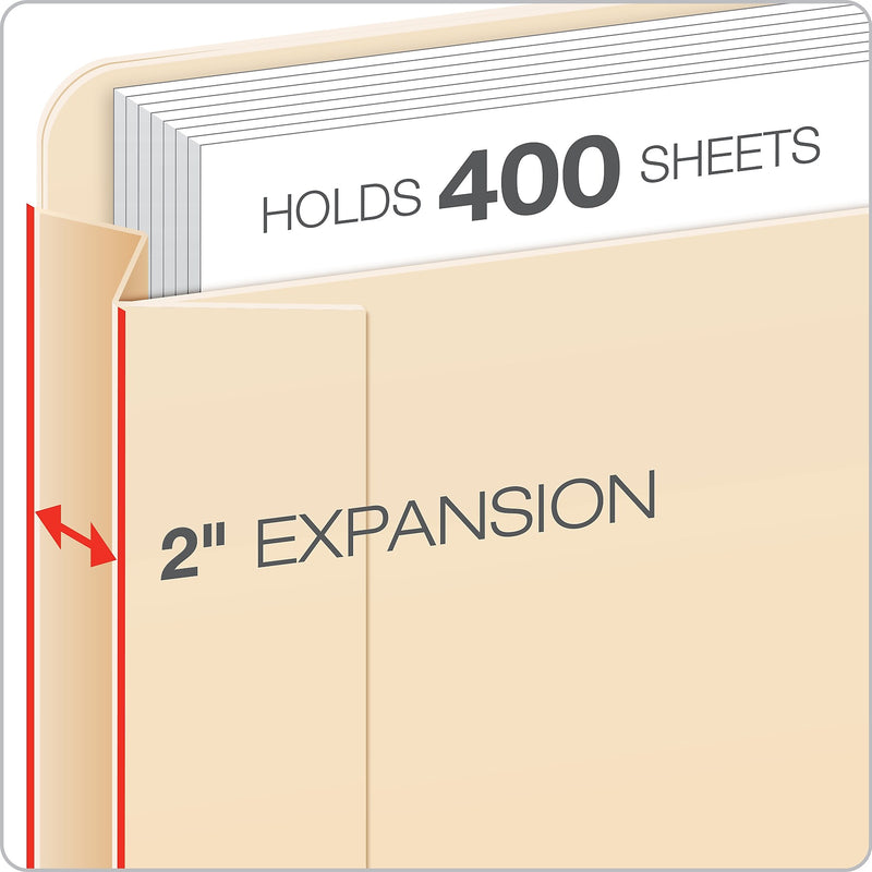 Pendaflex Smart Shield Manila Reinforced File Jackets, Top Tab, 2" Expansion, Letter Size, 50/Box (22025EE)