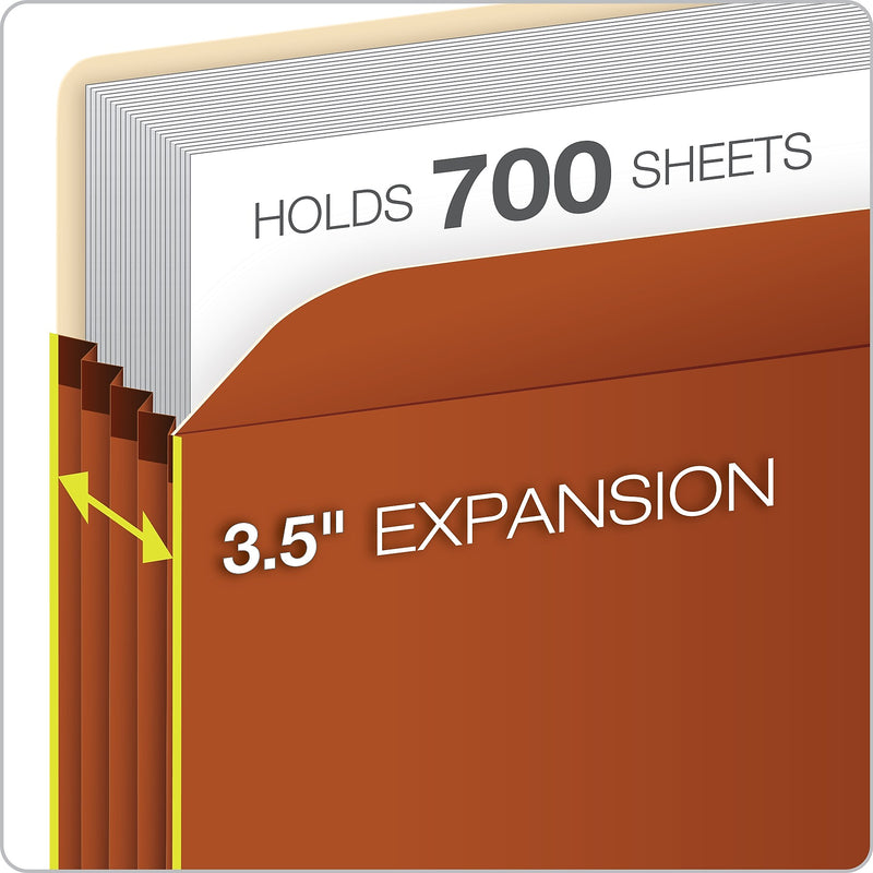 Pendaflex Smart Shield Reinforced File Pocket, 3 1/2" Expansion, Legal Size, Redrope, 10/Box (1526EAM)