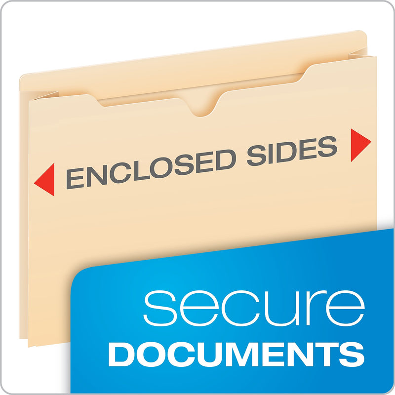 Pendaflex Smart Shield Manila Reinforced File Jackets, Top Tab, 2" Expansion, Letter Size, 50/Box (22025EE)