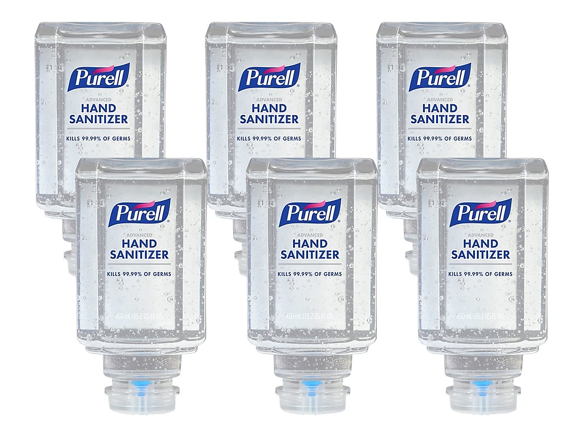 PURELL Advanced 70% Alcohol Gel Hand Sanitizer Refill for ES1 Dispenser, 450 mL, 6/Carton (4450-06)