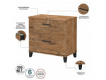 Bush Furniture Somerset 60" Computer Desk with Lateral File Cabinet and 5-Shelf Bookcase, Fresh Walnut (SET013FW)