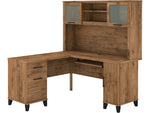 Bush Furniture Somerset 60"W L Shaped Desk with Hutch, Fresh Walnut (SET002FW)