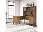 Bush Furniture Somerset 60"W L Shaped Desk with Hutch, Fresh Walnut (SET002FW)