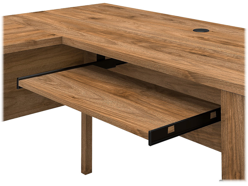 Bush Furniture Somerset 60"W L Shaped Desk with Hutch, Fresh Walnut (SET002FW)