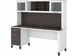 Bush Furniture Somerset 72"W Office Desk with Drawers and Hutch, Storm Gray/White (SET018SGWH)