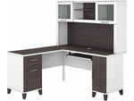 Bush Furniture Somerset 60" L-Shaped Desk with Hutch, Storm Gray/White (SET002SGWH)
