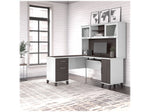 Bush Furniture Somerset 60" L-Shaped Desk with Hutch, Storm Gray/White (SET002SGWH)