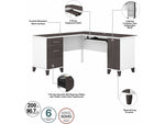 Bush Furniture Somerset 60" L-Shaped Desk with Hutch, Storm Gray/White (SET002SGWH)
