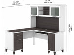 Bush Furniture Somerset 60" L-Shaped Desk with Hutch, Storm Gray/White (SET002SGWH)