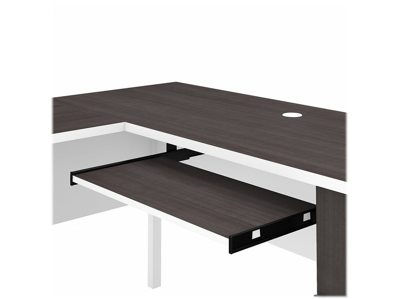 Bush Furniture Somerset 60" L-Shaped Desk with Hutch, Storm Gray/White (SET002SGWH)