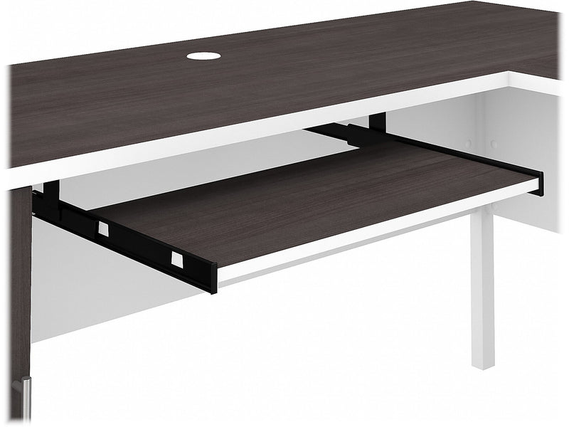 Bush Furniture Somerset 72"W L Shaped Desk with Hutch, Storm Gray/White (SET001SGWH)