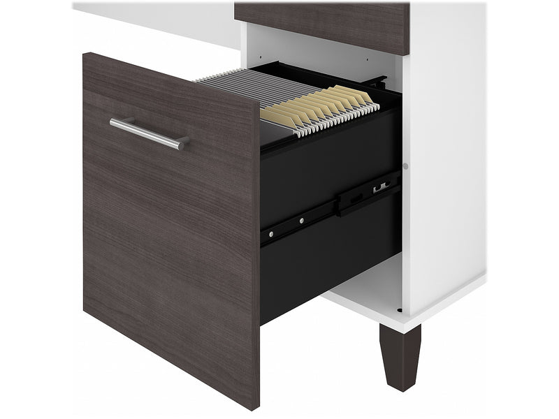 Bush Furniture Somerset 60" Computer Desk with Lateral File Cabinet and 5-Shelf Bookcase, Storm Gray/White (SET013SGWH)