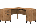 Bush Furniture Somerset 60"W L Shaped Desk with Storage, Fresh Walnut (WC81330K)