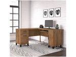 Bush Furniture Somerset 60"W L Shaped Desk with Storage, Fresh Walnut (WC81330K)