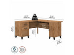 Bush Furniture Somerset 60"W L Shaped Desk with Storage, Fresh Walnut (WC81330K)