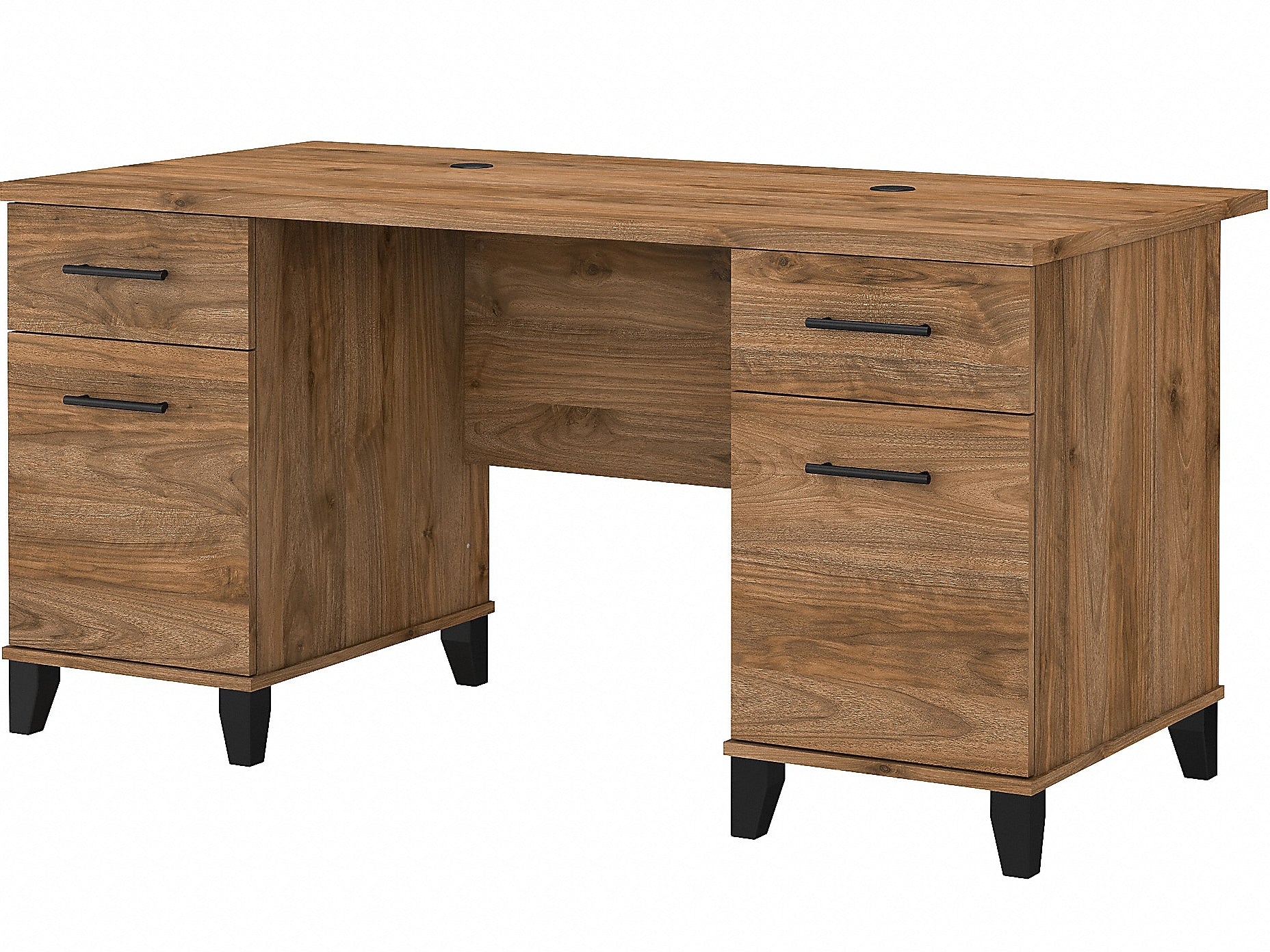 Bush Furniture Somerset 60"W Office Desk with Drawers, Fresh Walnut (WC81328K)