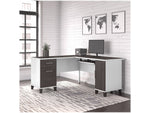 Bush Furniture Somerset 60"W L Shaped Desk with Storage, Storm Gray/White (WC81030K)