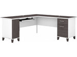 Bush Furniture Somerset 72"W L Shaped Desk with Storage, Storm Gray/White (WC81010K)