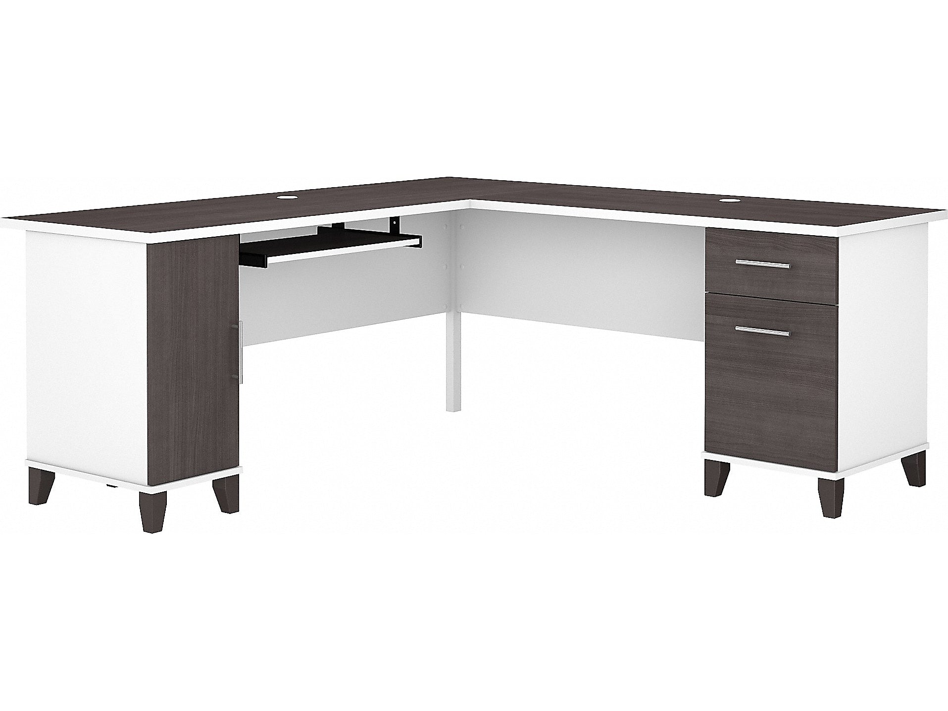 Bush Furniture Somerset 72"W L Shaped Desk with Storage, Storm Gray/White (WC81010K)