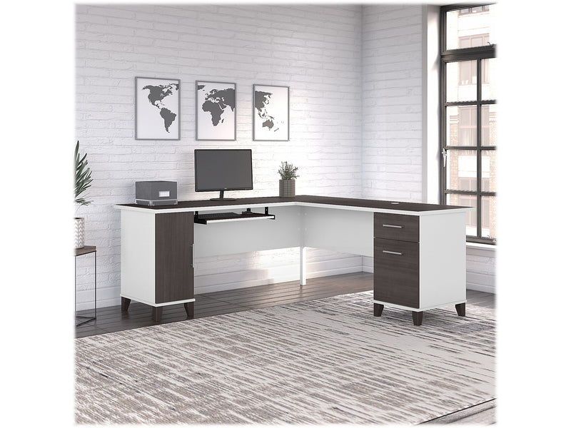 Bush Furniture Somerset 72"W L Shaped Desk with Storage, Storm Gray/White (WC81010K)
