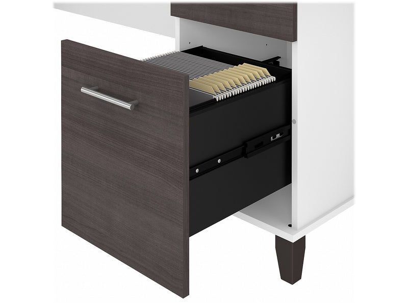 Bush Furniture Somerset 72"W L Shaped Desk with Storage, Storm Gray/White (WC81010K)