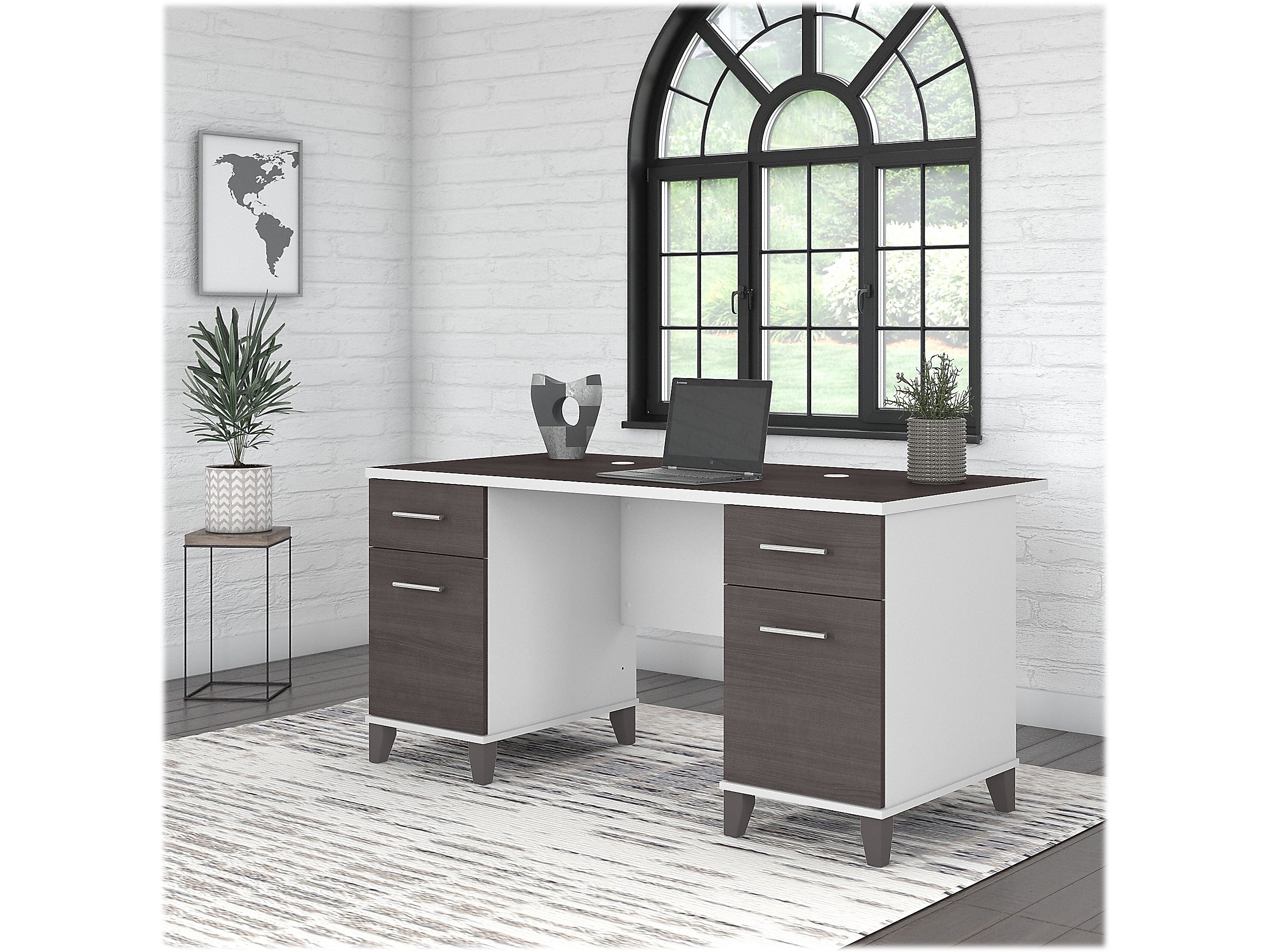 Bush Furniture Somerset 60" Computer Desk, Storm Gray/White (WC81028K)