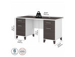 Bush Furniture Somerset 60" Computer Desk, Storm Gray/White (WC81028K)