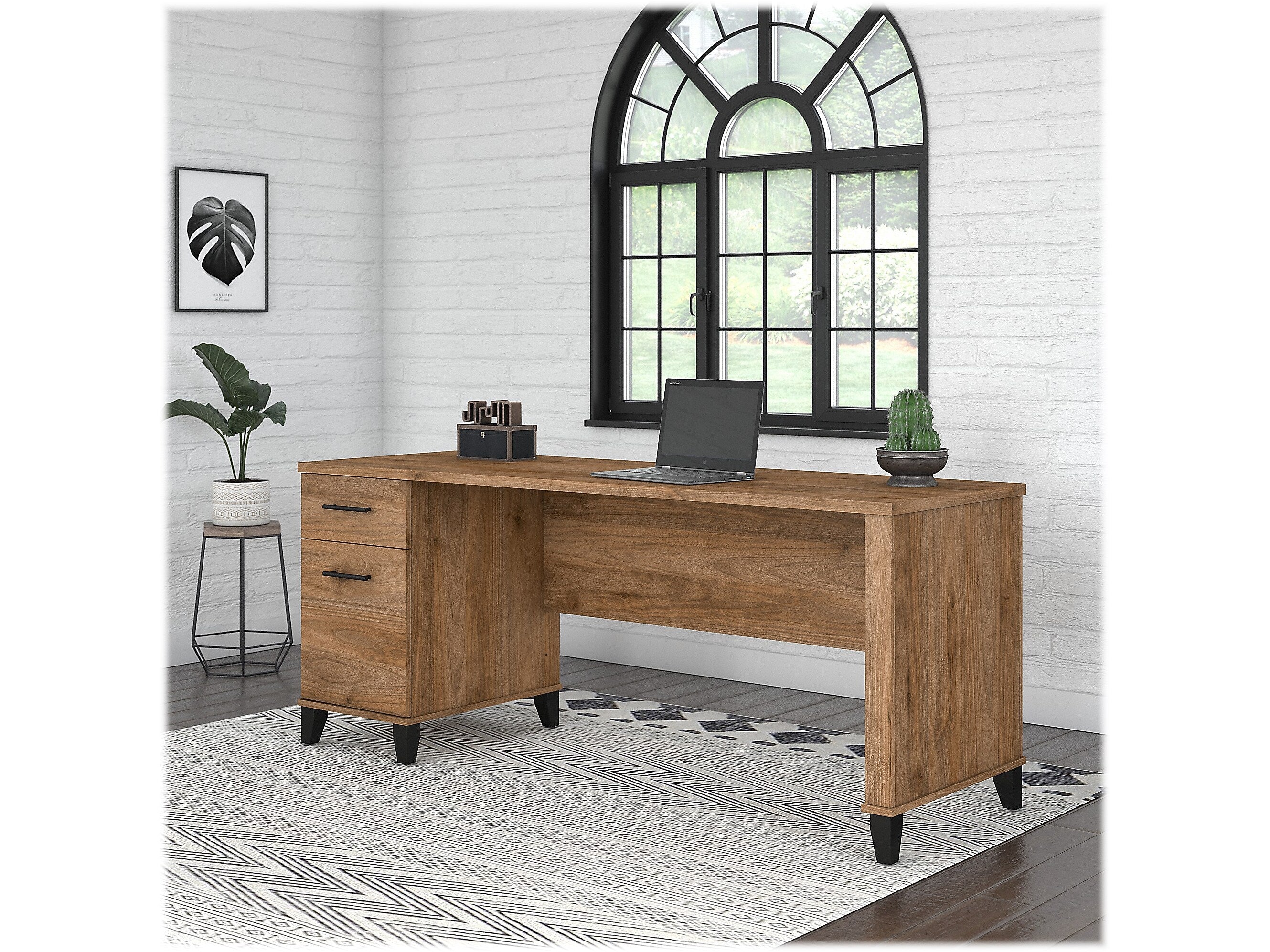 Bush Furniture Somerset 72"W Office Desk with Drawers, Fresh Walnut (WC81372)