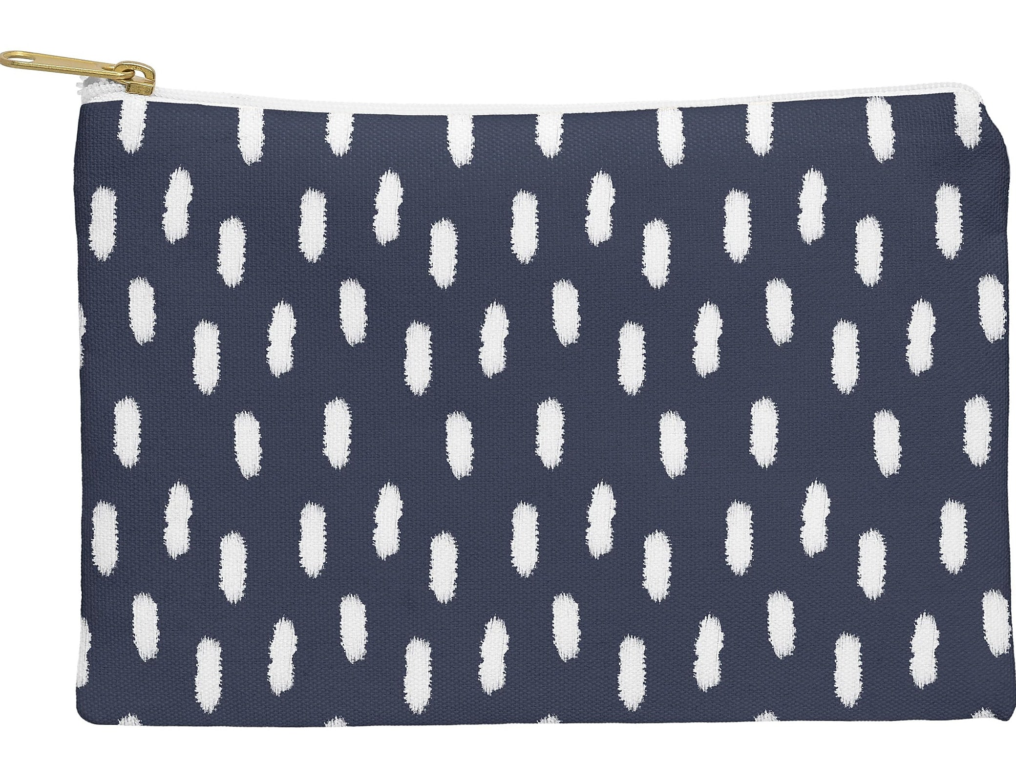 DENY Designs Allyson Johnson 11.75" Polyester Travel Pouch, Water Resistant, Navy Strokes (14485-wpofmd)