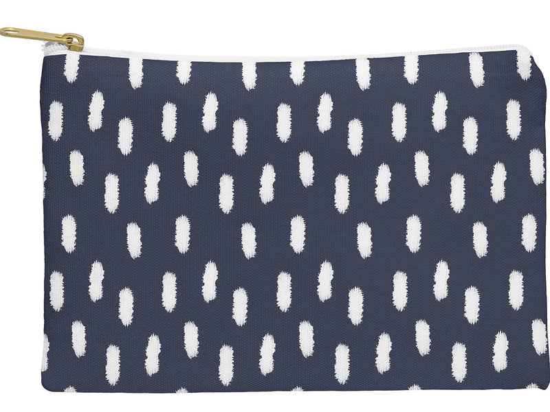 DENY Designs Allyson Johnson 11.75" Polyester Travel Pouch, Water Resistant, Navy Strokes (14485-wpofmd)