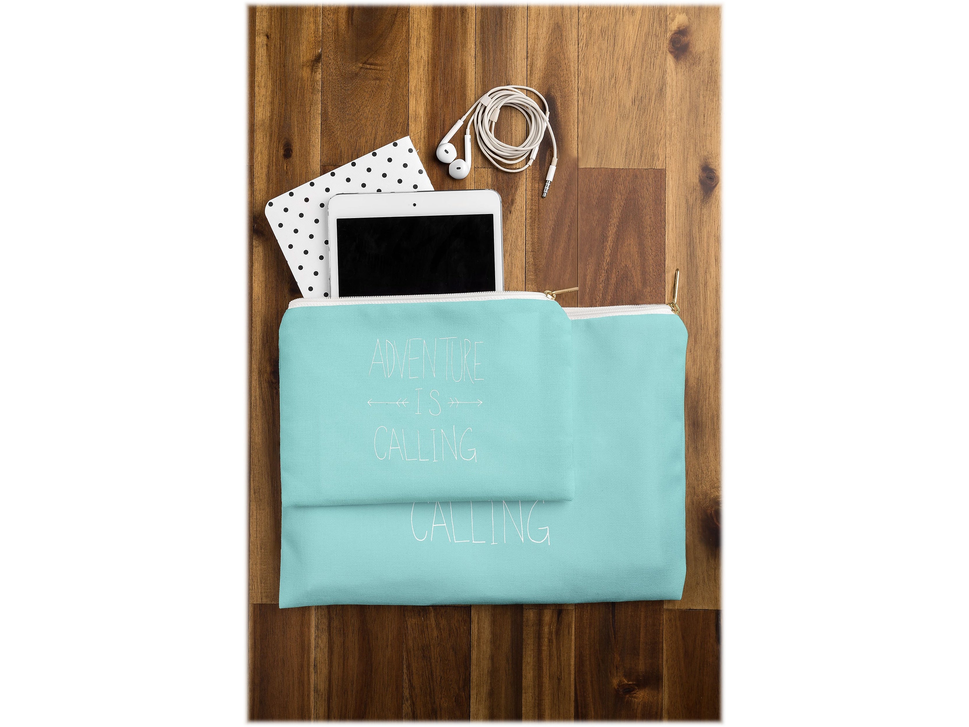 DENY Designs Leah Flores 8.5" Polyester Travel Pouch, Water Resistant, Blue (61901-wpofsm)