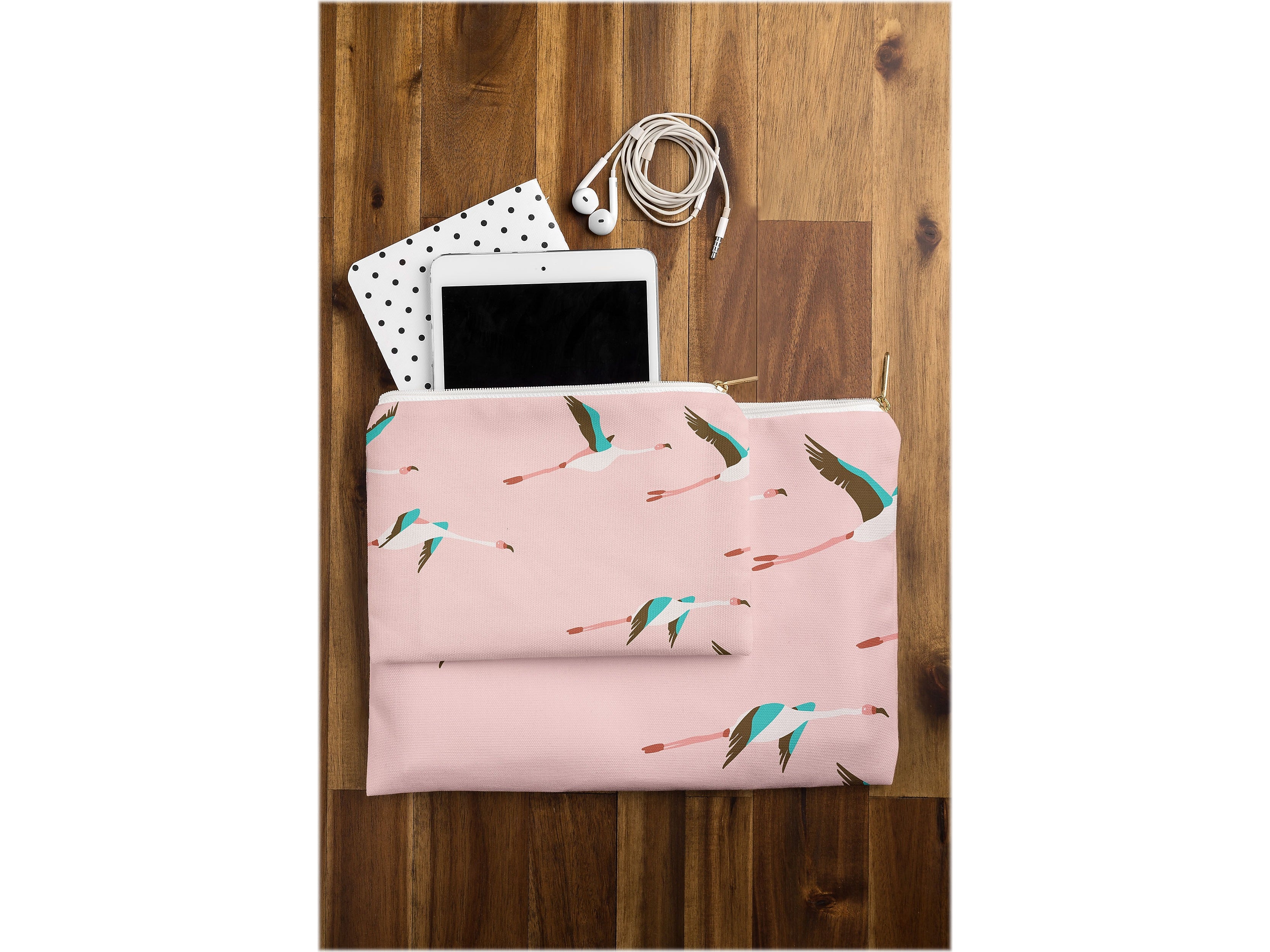 DENY Designs Holli Zollinger 8.5" Polyester Travel Pouch, Water Resistant, Flamingo Pink (61901-wpofsm)