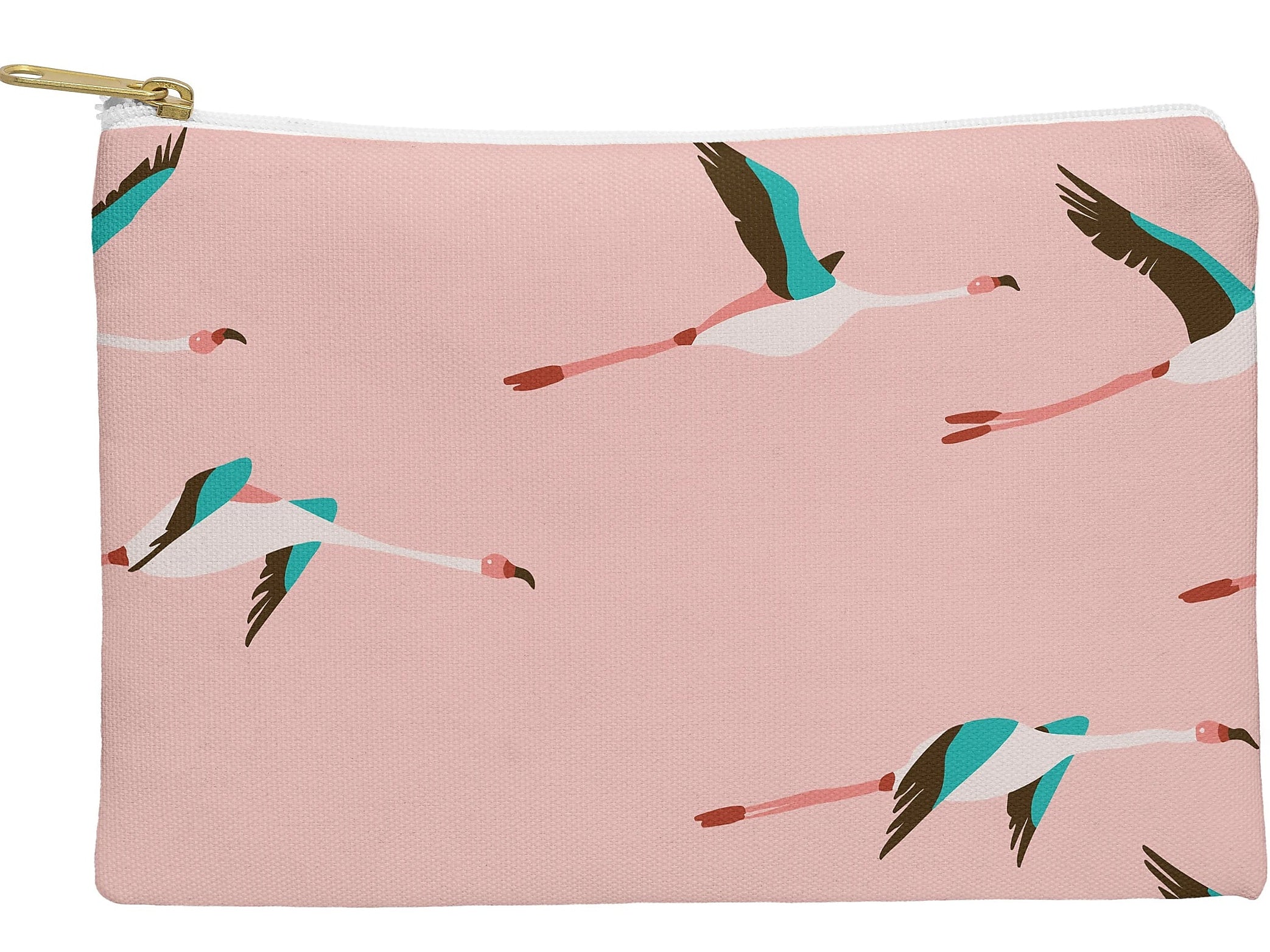 DENY Designs Holli Zollinger 11.75" Polyester Travel Pouch, Water Resistant, Flamingo Pink (14485-wpofmd)