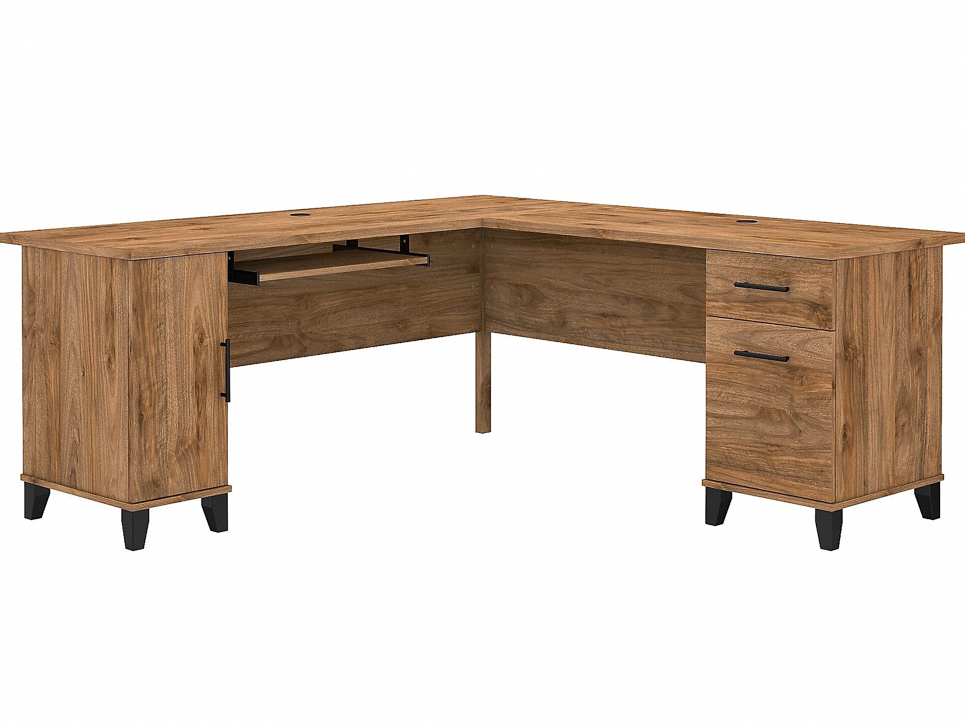 Bush Furniture Somerset 72"W L Shaped Desk with Storage, Fresh Walnut (WC81310K)