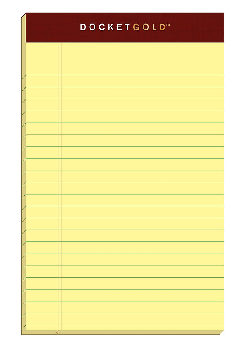 Tops Docket Gold Notepads, 5" x 8", Canary, 50 Sheets/Pad, 12 Pads/Pack