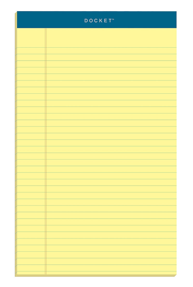 TOPS Docket Notepads, 8.5" x 14", Wide, Canary, 50 Sheets/Pad, 12 Pads/Pack (TOP 63580)