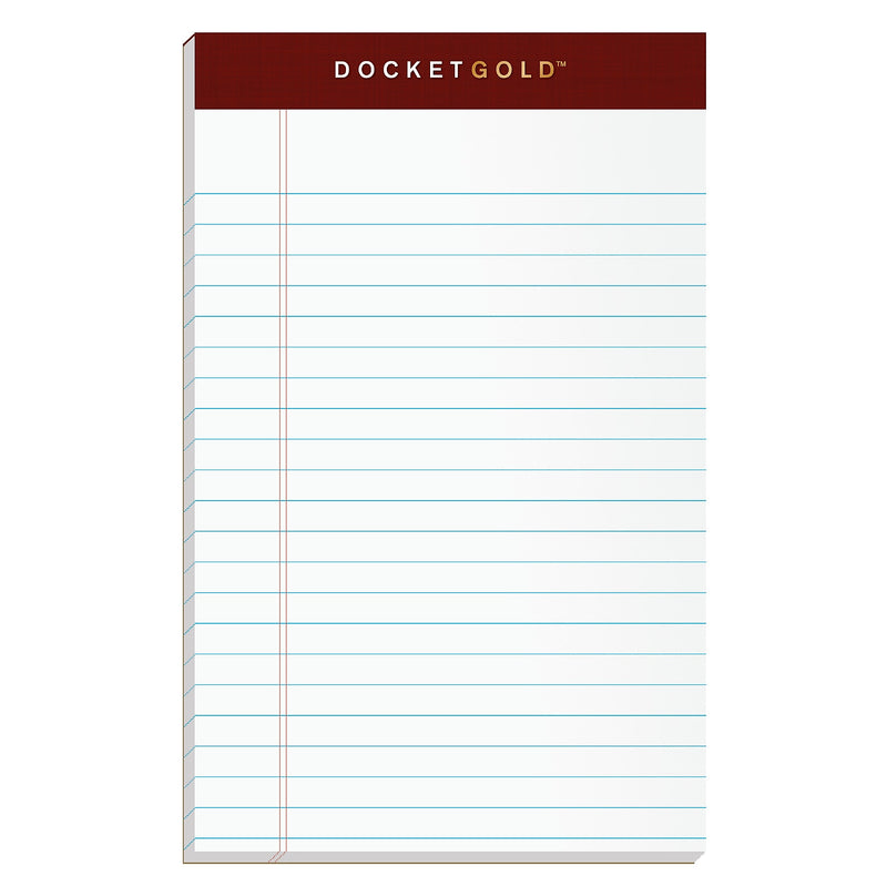 Tops Docket Gold Notepads, 5" x 8", White, 50 Sheets/Pad, 12 Pads/Pack (63910)