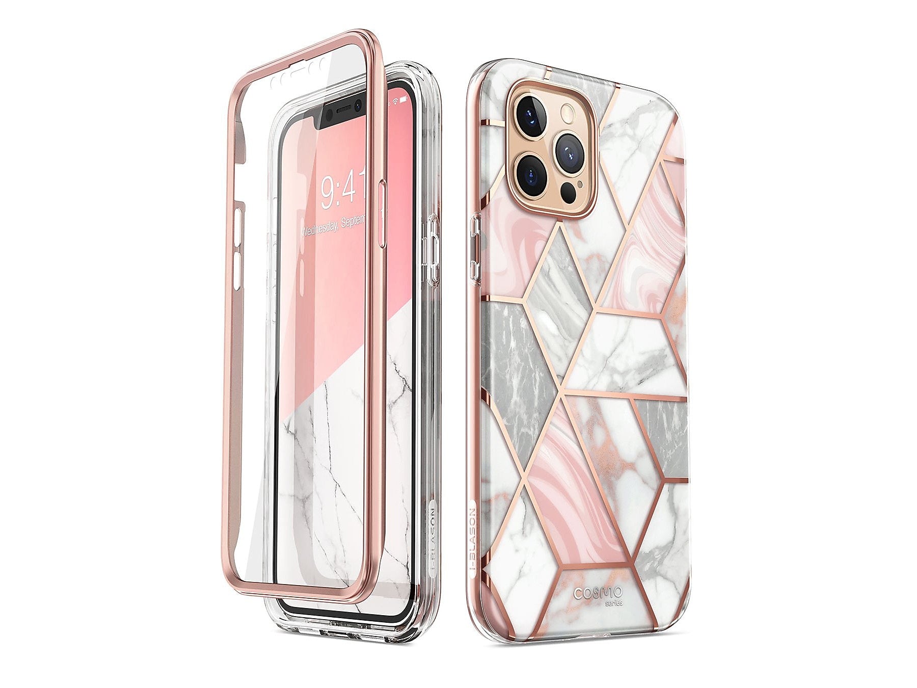 i-Blason Cosmo MagSafe Rugged Case for iPhone 12 Pro Max, Marble Pink (iPhone2020-6.7-Cosmo-SP-Marble)