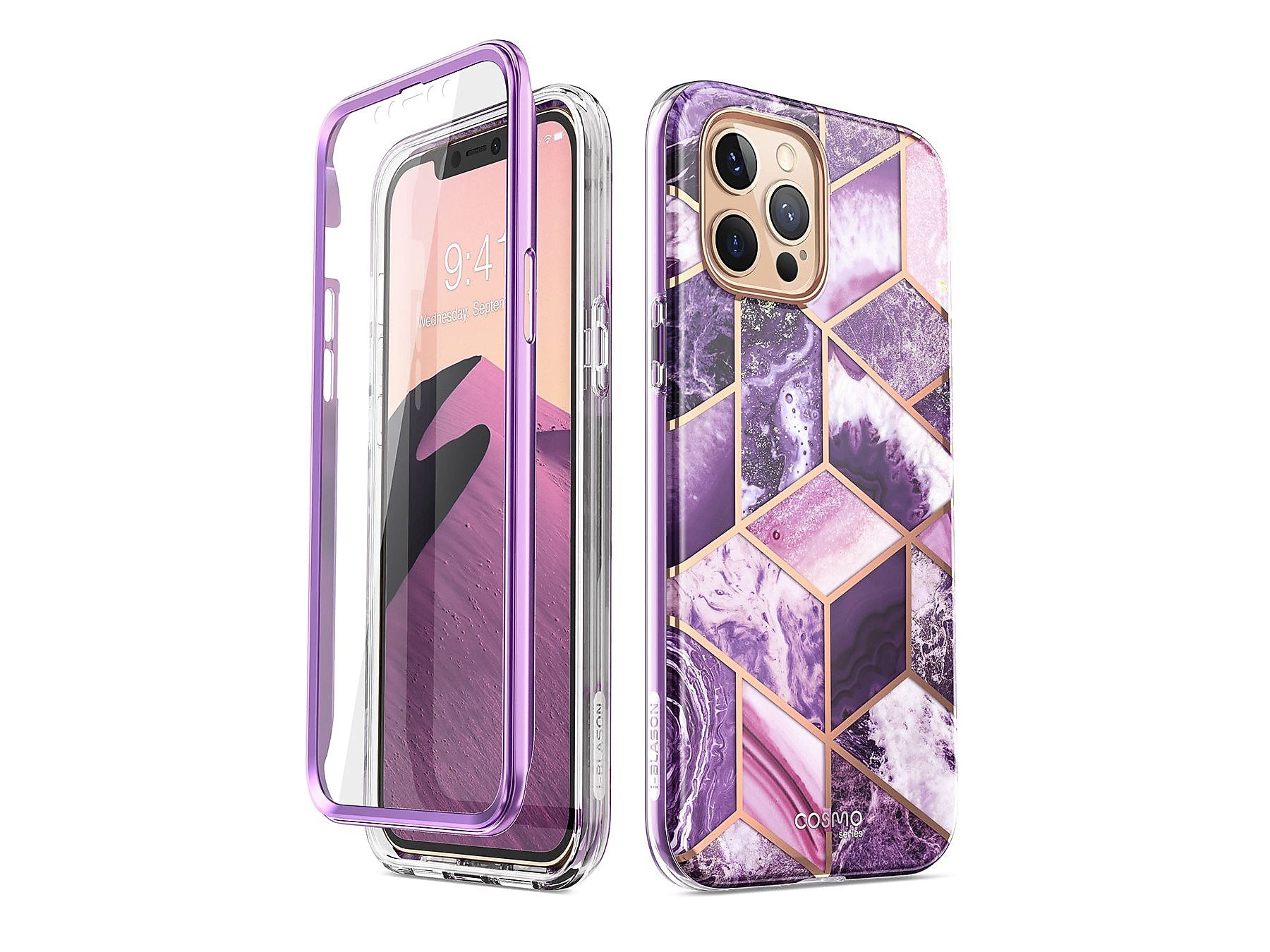 i-Blason Cosmo MagSafe Rugged Case for iPhone 12 Pro Max, Marble Purple (iPhone2020-6.7-Cosmo-SP-Ameth)