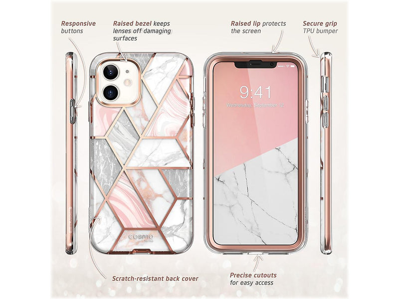i-Blason Cosmo MagSafe Rugged Case for iPhone 12 mini, Marble Pink (iPhone2020-5.4-Cosmo-SP-Marble)