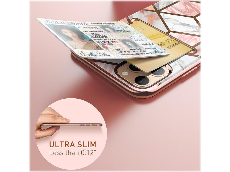 i-Blason Cosmo Wallet Case for iPhone 12 Pro Max, Marble Pink (iPhone2020-6.7-CosCard-Marble)