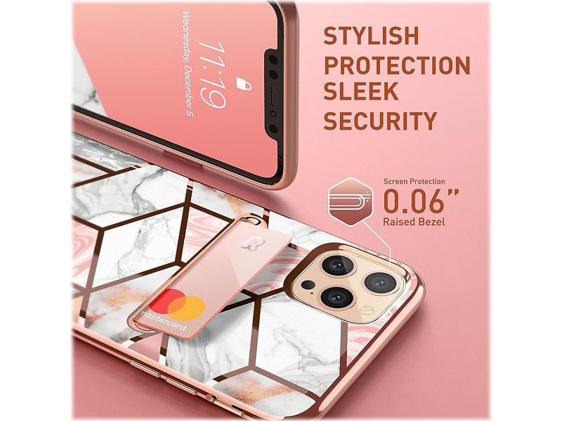 i-Blason Cosmo Wallet Case for iPhone 12 Pro Max, Marble Pink (iPhone2020-6.7-CosCard-Marble)